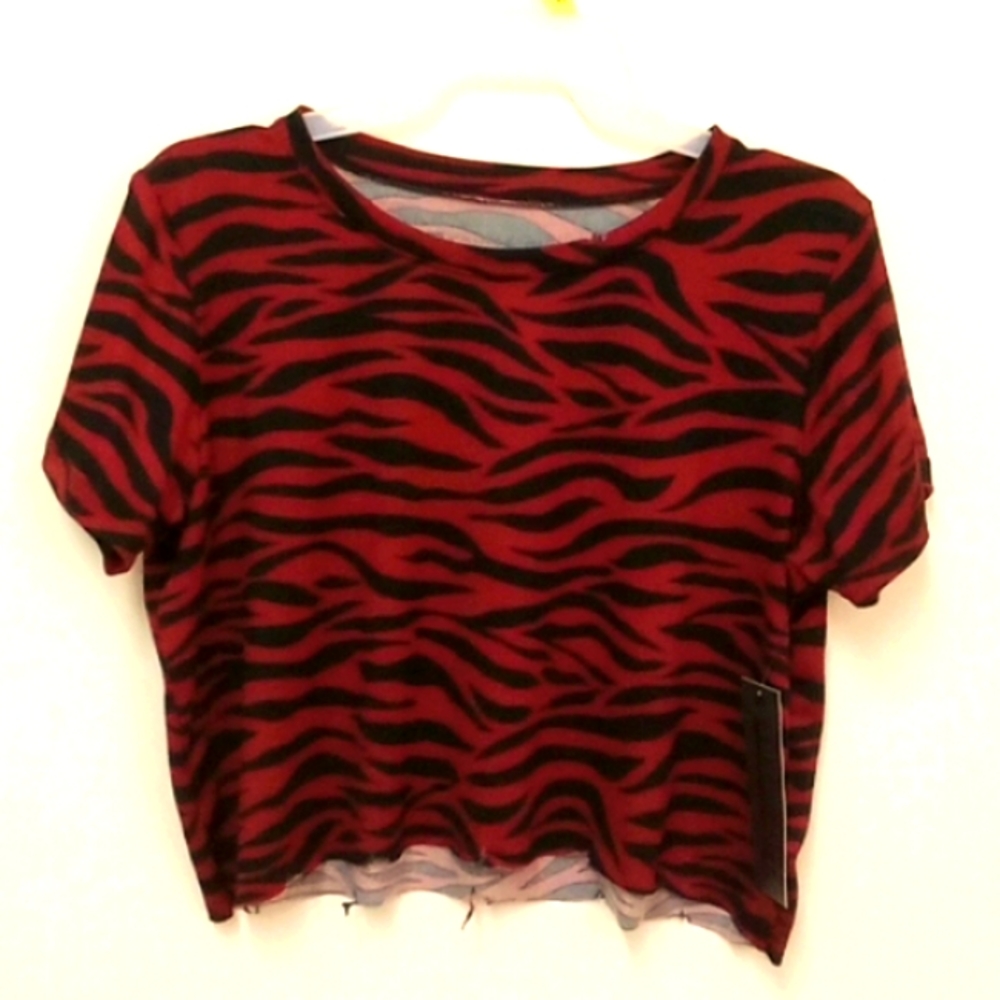 *Final Price* Rad Prince Peter Rock Chick Zebra Distressed Cropped Tee NWT